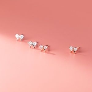 Sterling Silver Ribbon Bow Stud Earrings Rose Gold Bow Stud Earrings